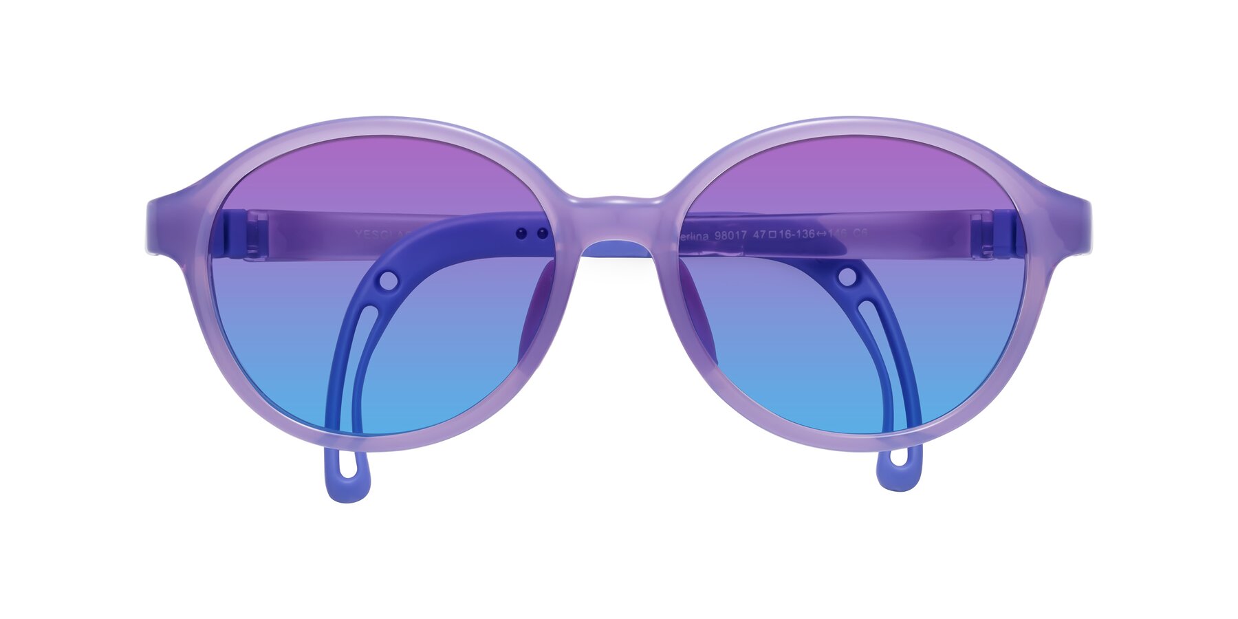 Folded Front of Zerlina in Magician Purple with Purple / Blue Gradient Lenses