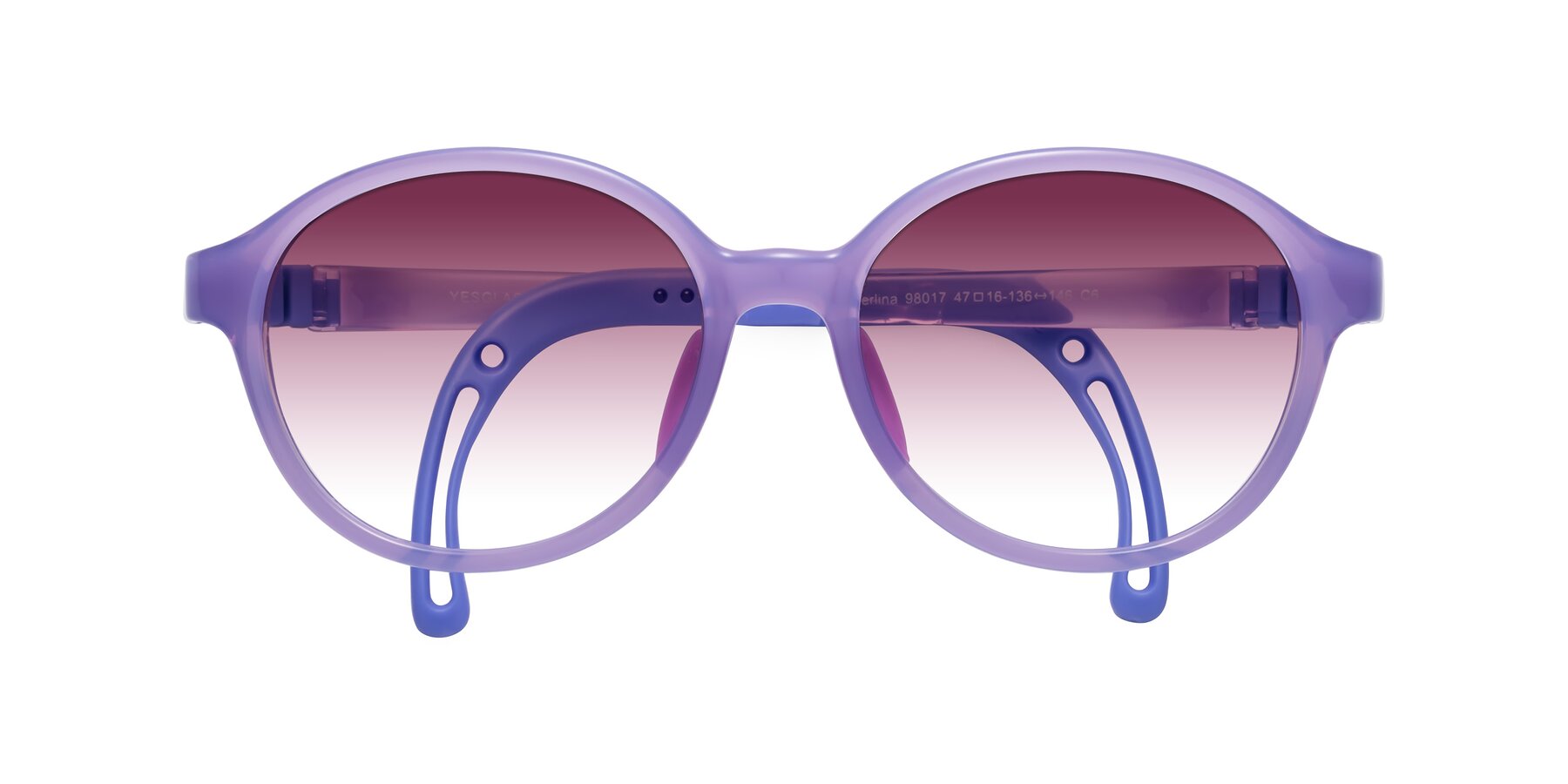 Folded Front of Zerlina in Magician Purple with Wine Gradient Lenses