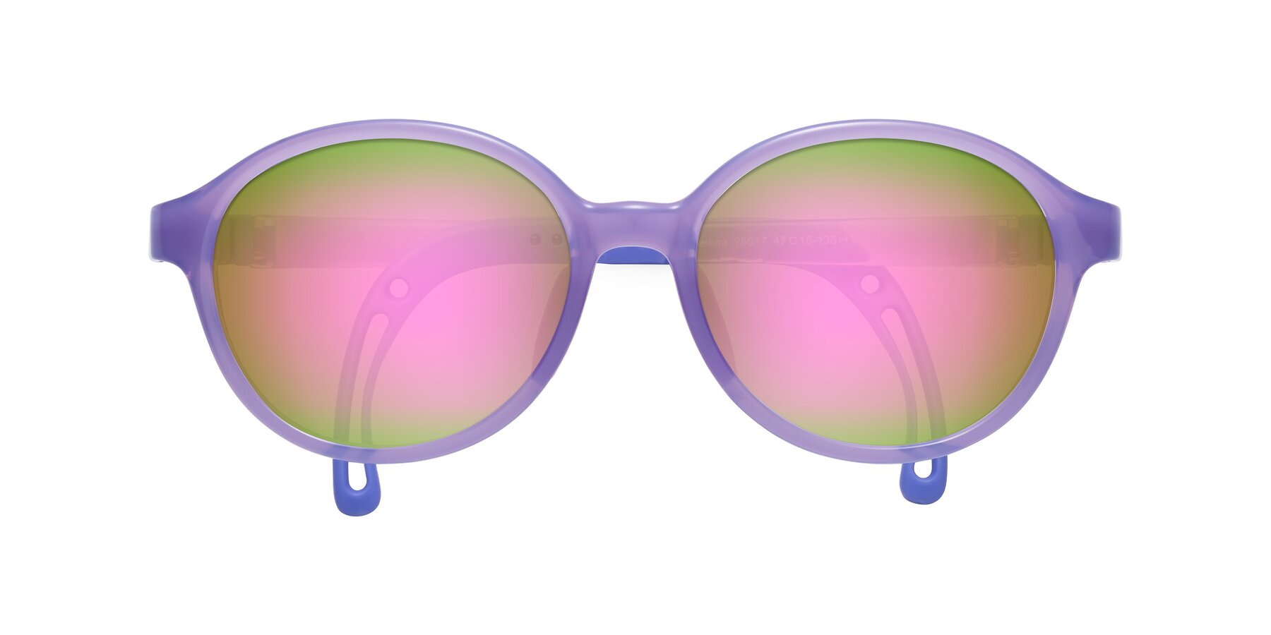 Folded Front of Zerlina in Magician Purple with Pink Mirrored Lenses