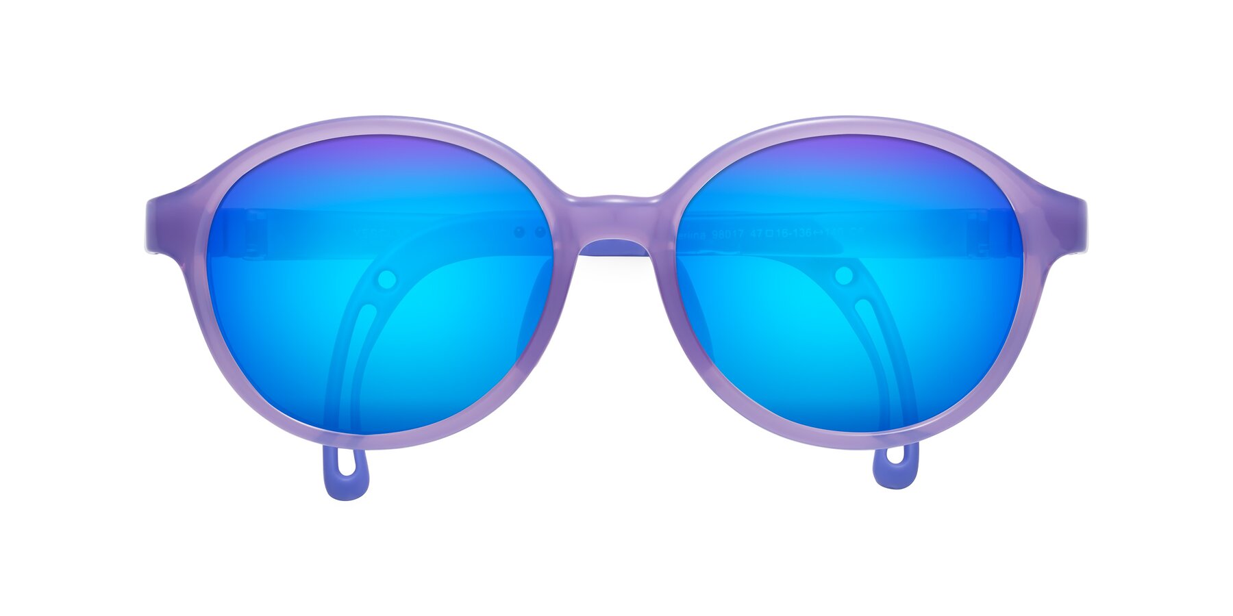 Folded Front of Zerlina in Magician Purple with Blue Mirrored Lenses