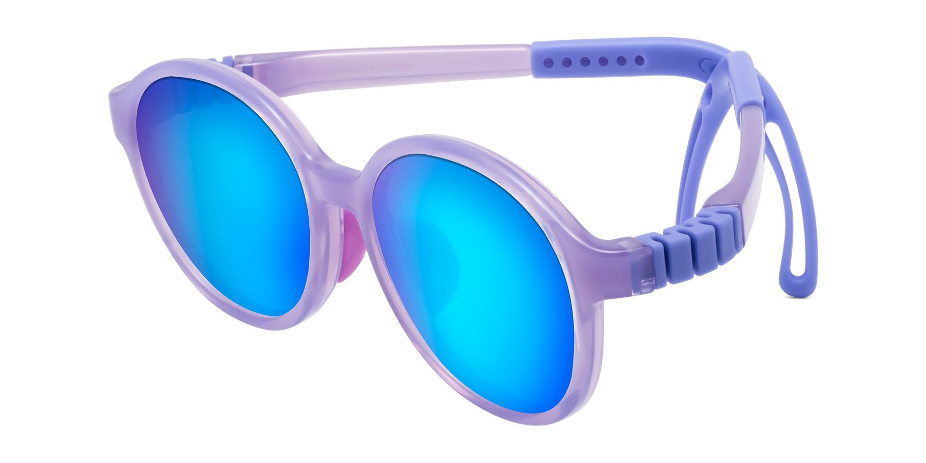 Angle of Zerlina in Magician Purple with Blue Mirrored Lenses