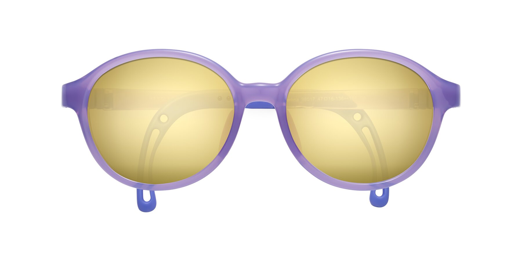 Folded Front of Zerlina in Magician Purple with Gold Mirrored Lenses