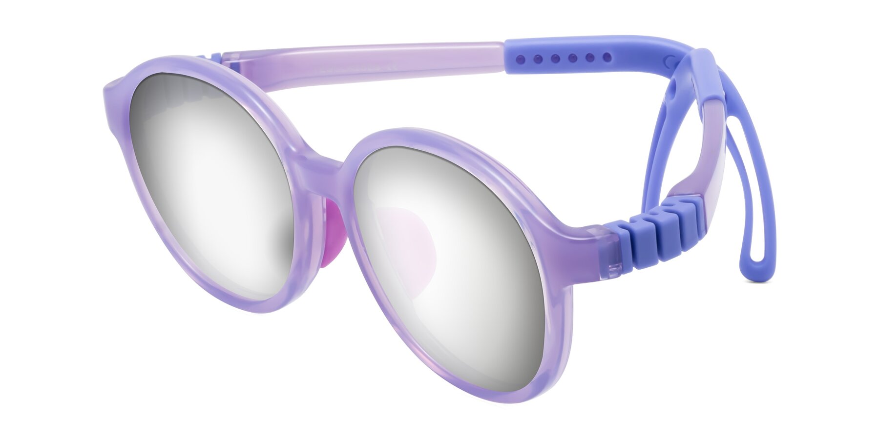 Angle of Zerlina in Magician Purple with Silver Mirrored Lenses