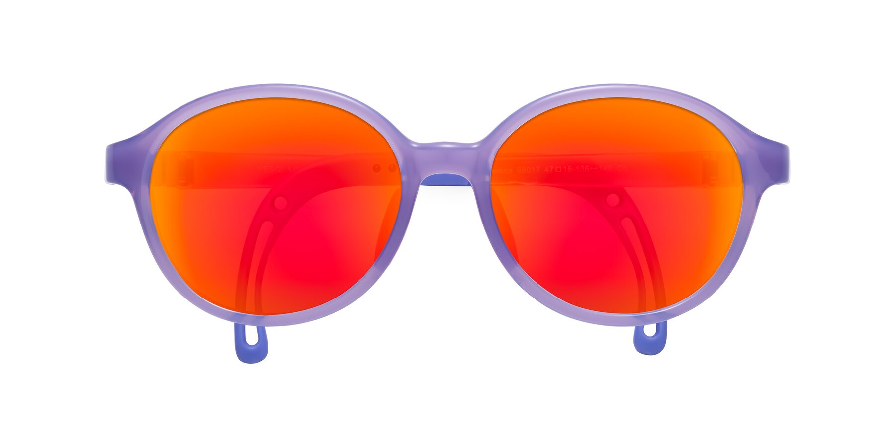 Folded Front of Zerlina in Magician Purple with Red Gold Mirrored Lenses