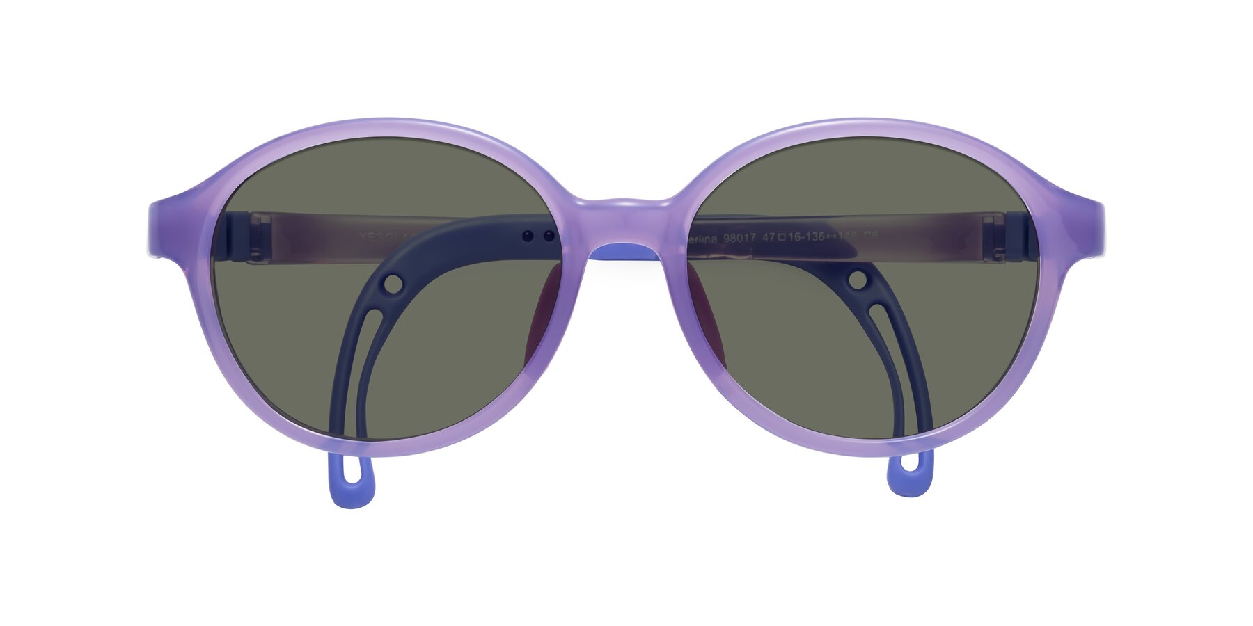 Folded Front of Zerlina in Magician Purple with Gray Polarized Lenses