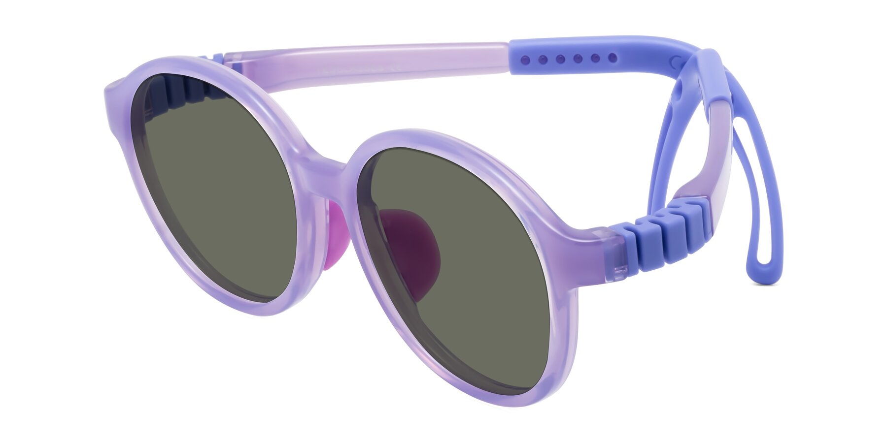 Angle of Zerlina in Magician Purple with Gray Polarized Lenses