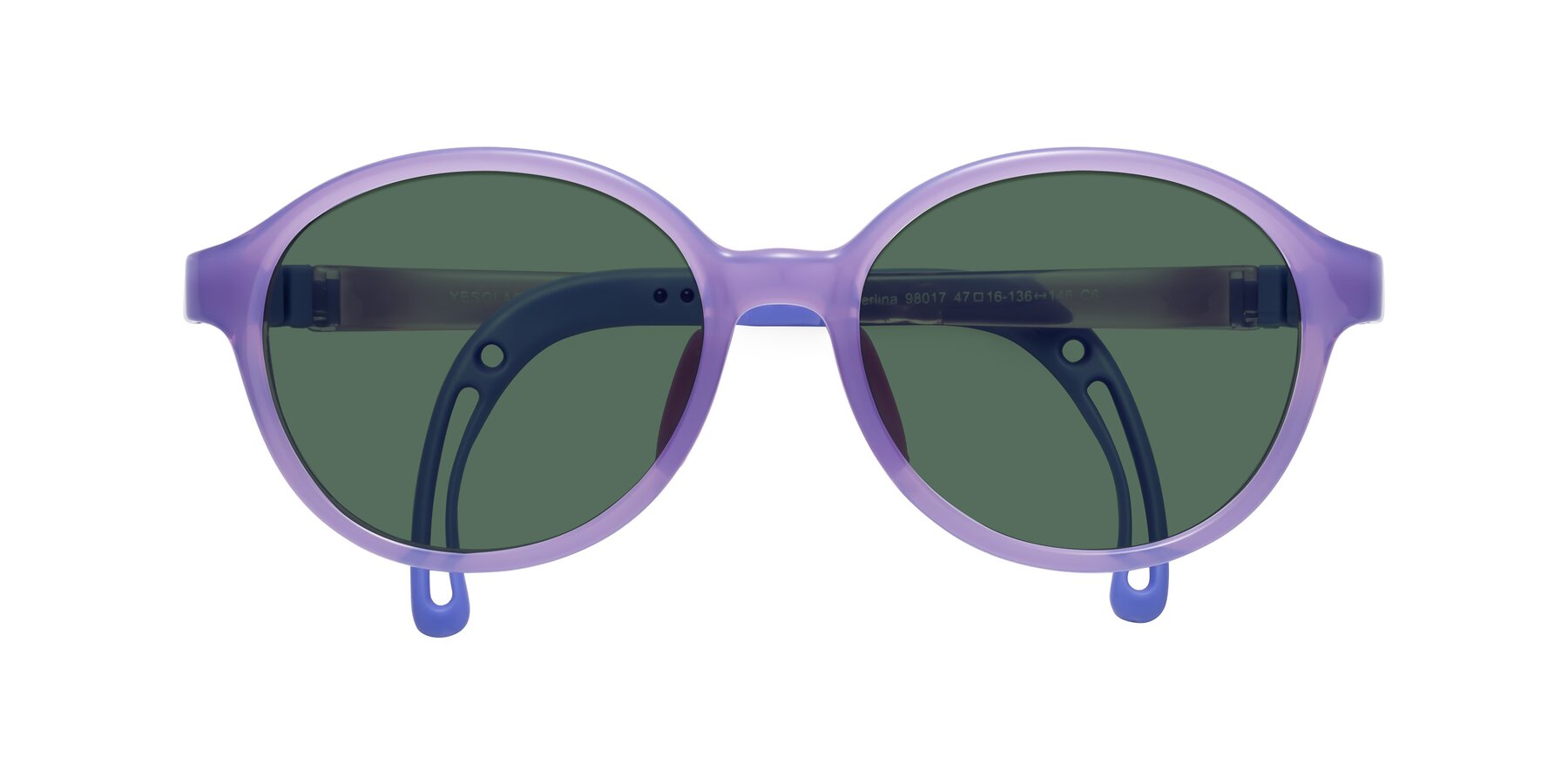 Folded Front of Zerlina in Magician Purple with Green Polarized Lenses