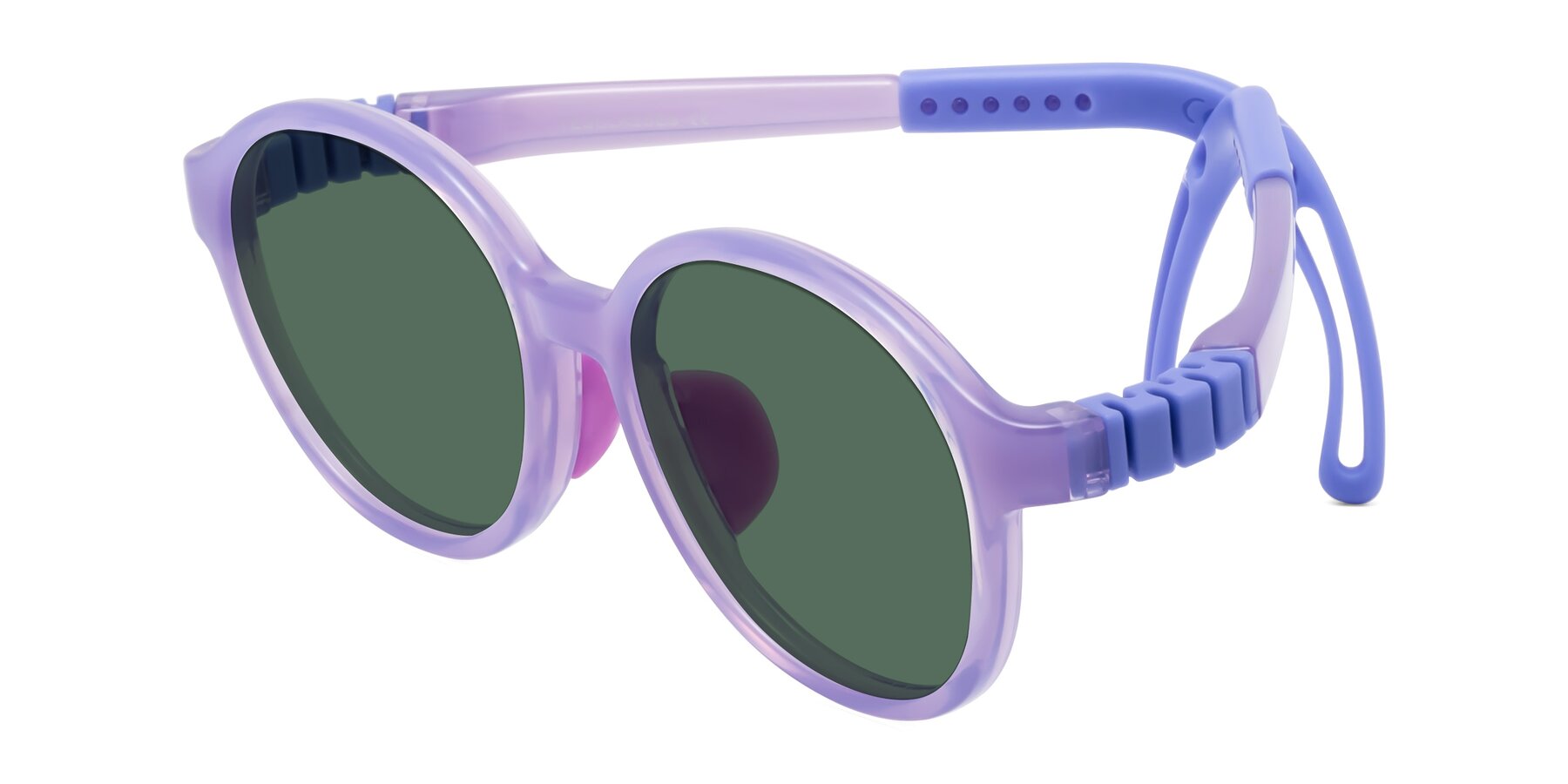 Angle of Zerlina in Magician Purple with Green Polarized Lenses