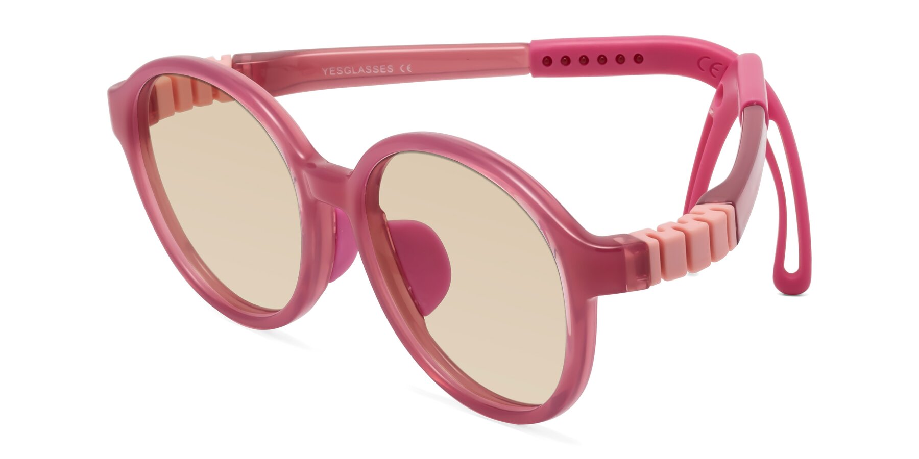 Angle of Zerlina in Poet Rose with Light Brown Tinted Lenses