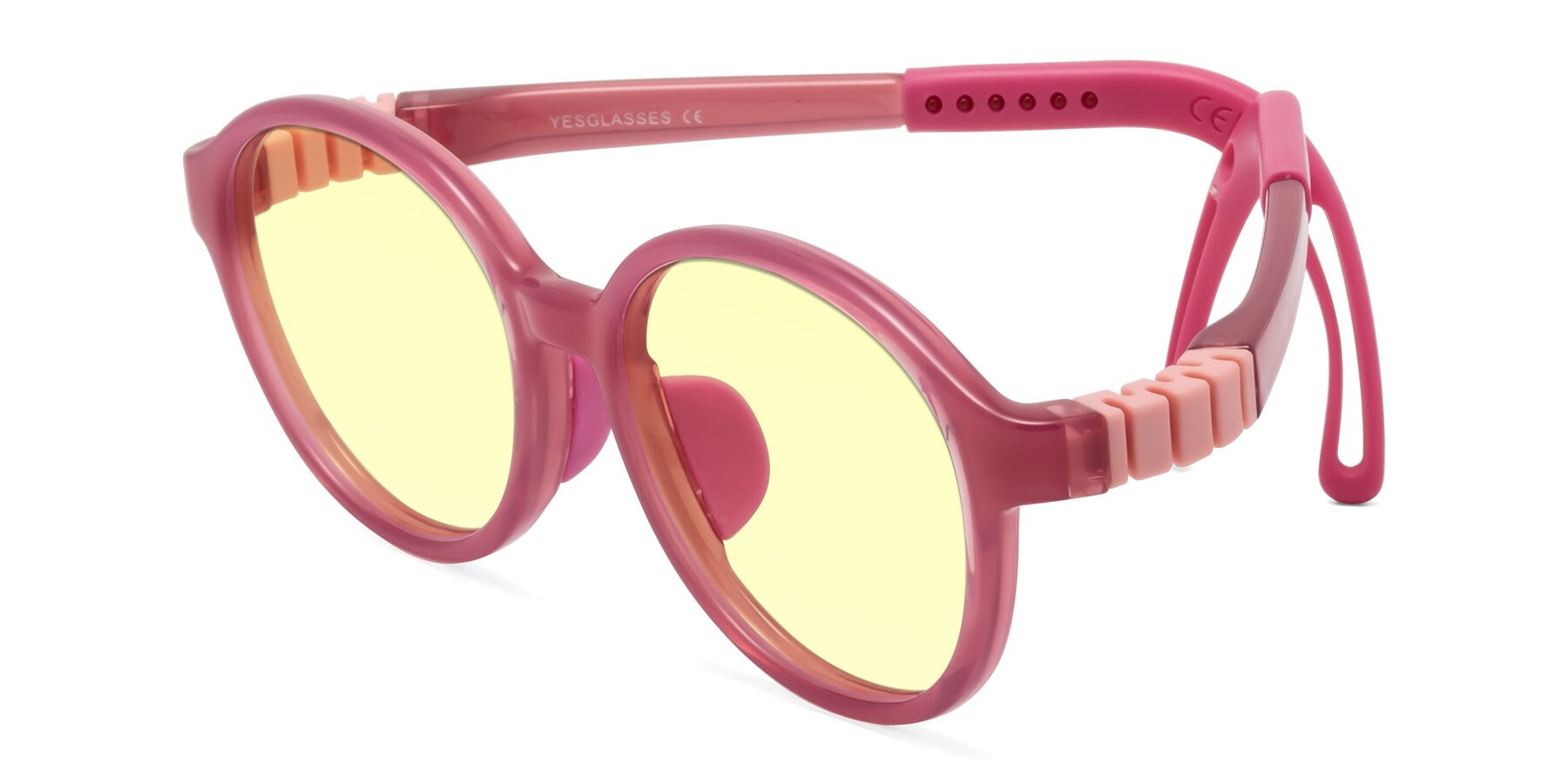 Angle of Zerlina in Poet Rose with Light Yellow Tinted Lenses