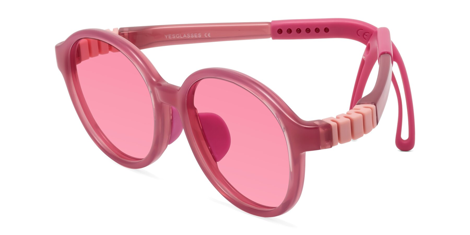 Angle of Zerlina in Poet Rose with Pink Tinted Lenses