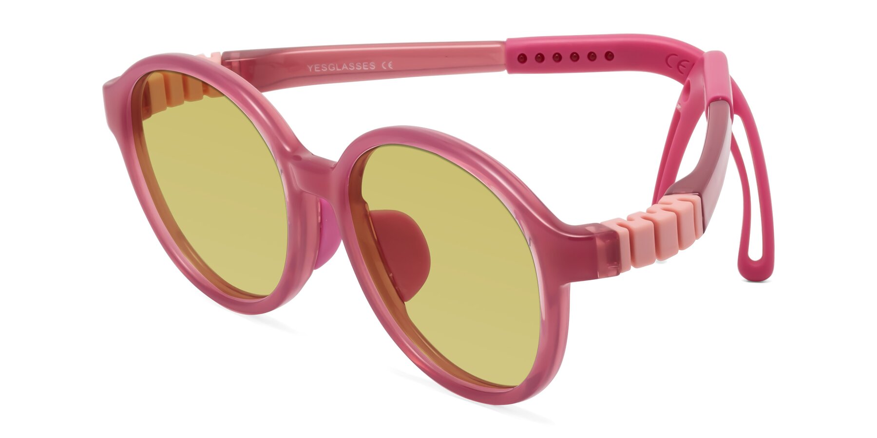 Angle of Zerlina in Poet Rose with Medium Champagne Tinted Lenses