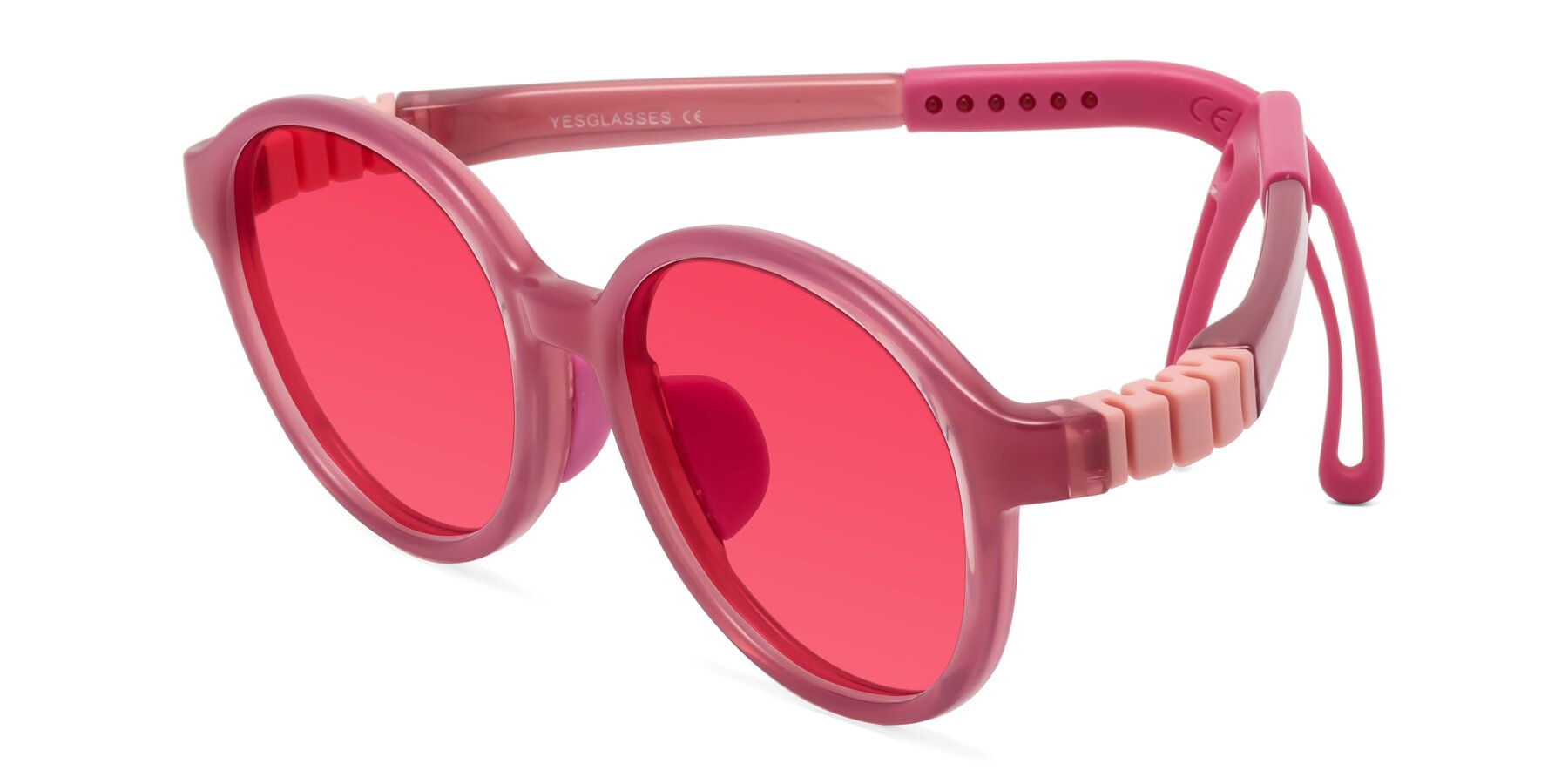 Angle of Zerlina in Poet Rose with Red Tinted Lenses