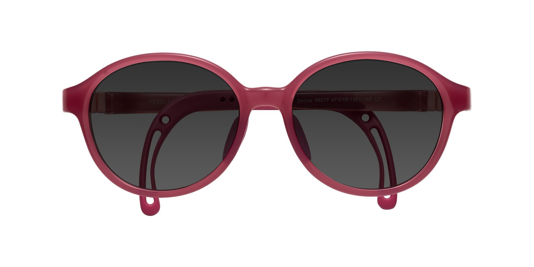 Folded Front of Zerlina in Poet Rose with Gray Tinted Lenses