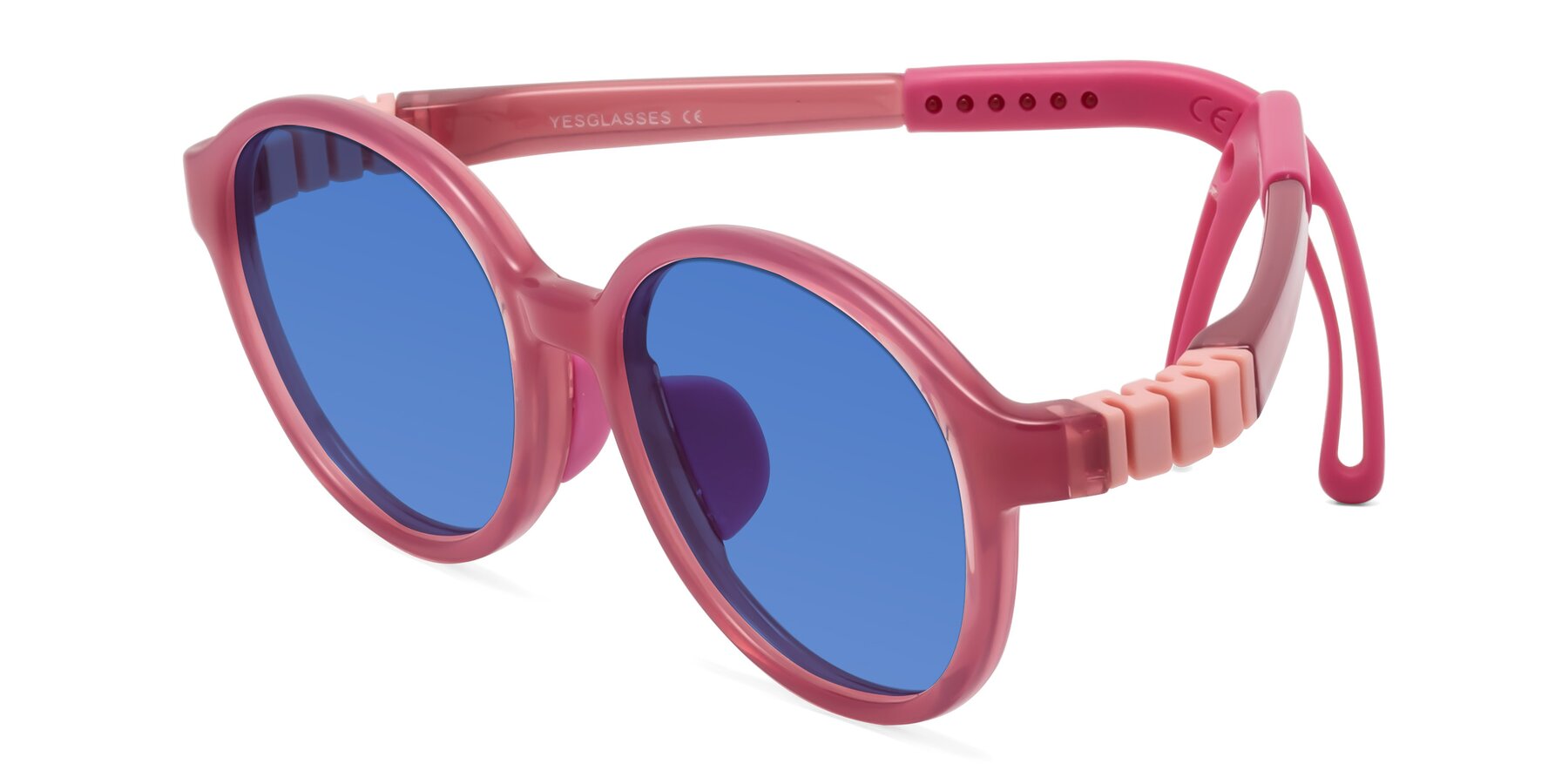 Angle of Zerlina in Poet Rose with Blue Tinted Lenses