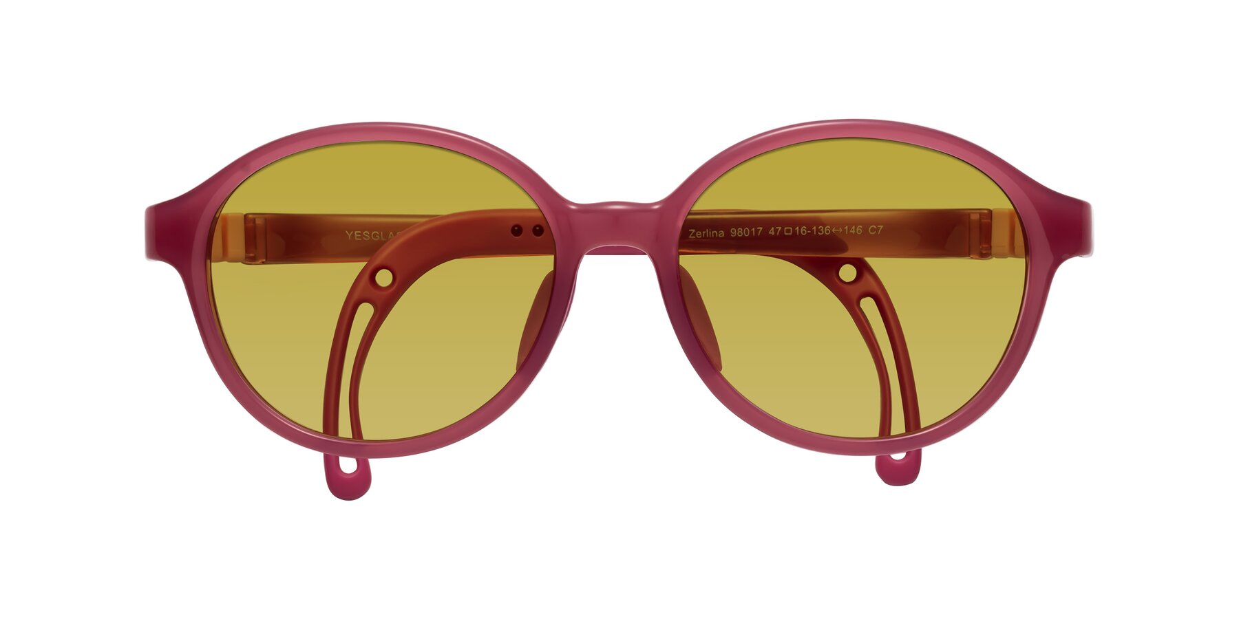 Folded Front of Zerlina in Poet Rose with Champagne Tinted Lenses