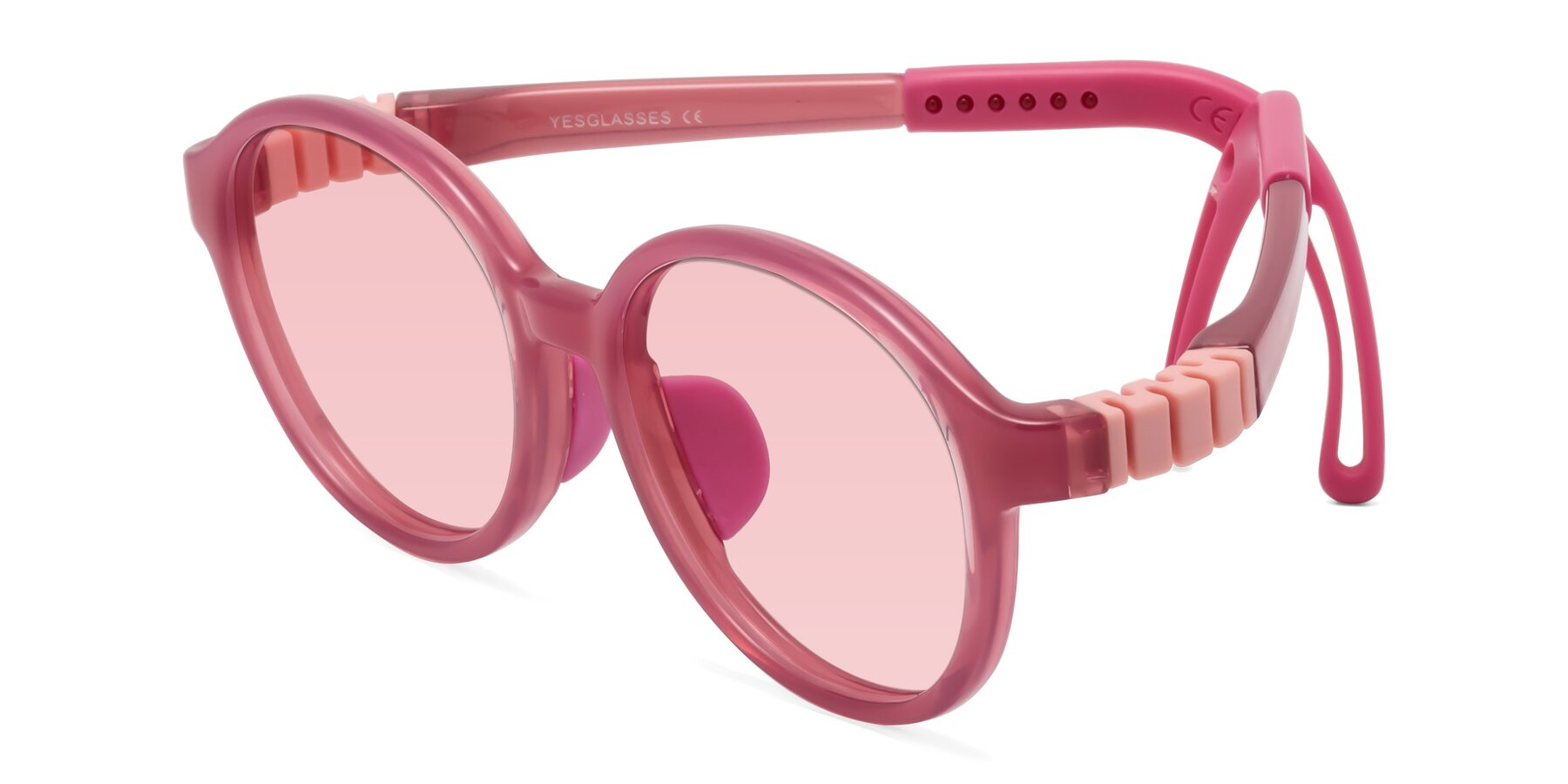 Angle of Zerlina in Poet Rose with Light Garnet Tinted Lenses