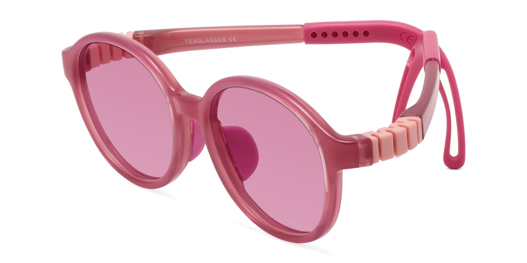 Angle of Zerlina in Poet Rose with Medium Wine Tinted Lenses