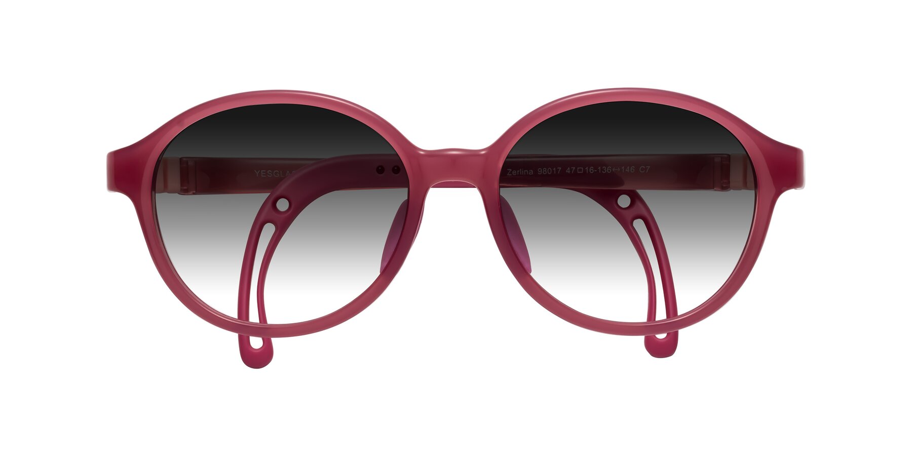 Folded Front of Zerlina in Poet Rose with Gray Gradient Lenses