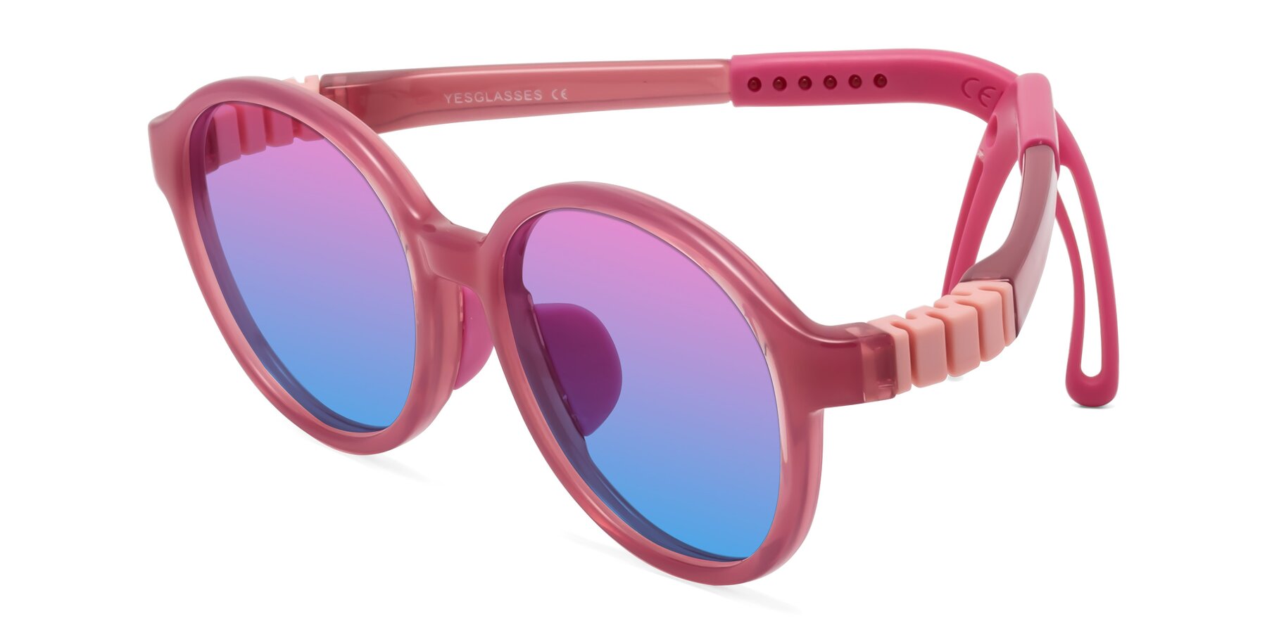 Angle of Zerlina in Poet Rose with Pink / Blue Gradient Lenses