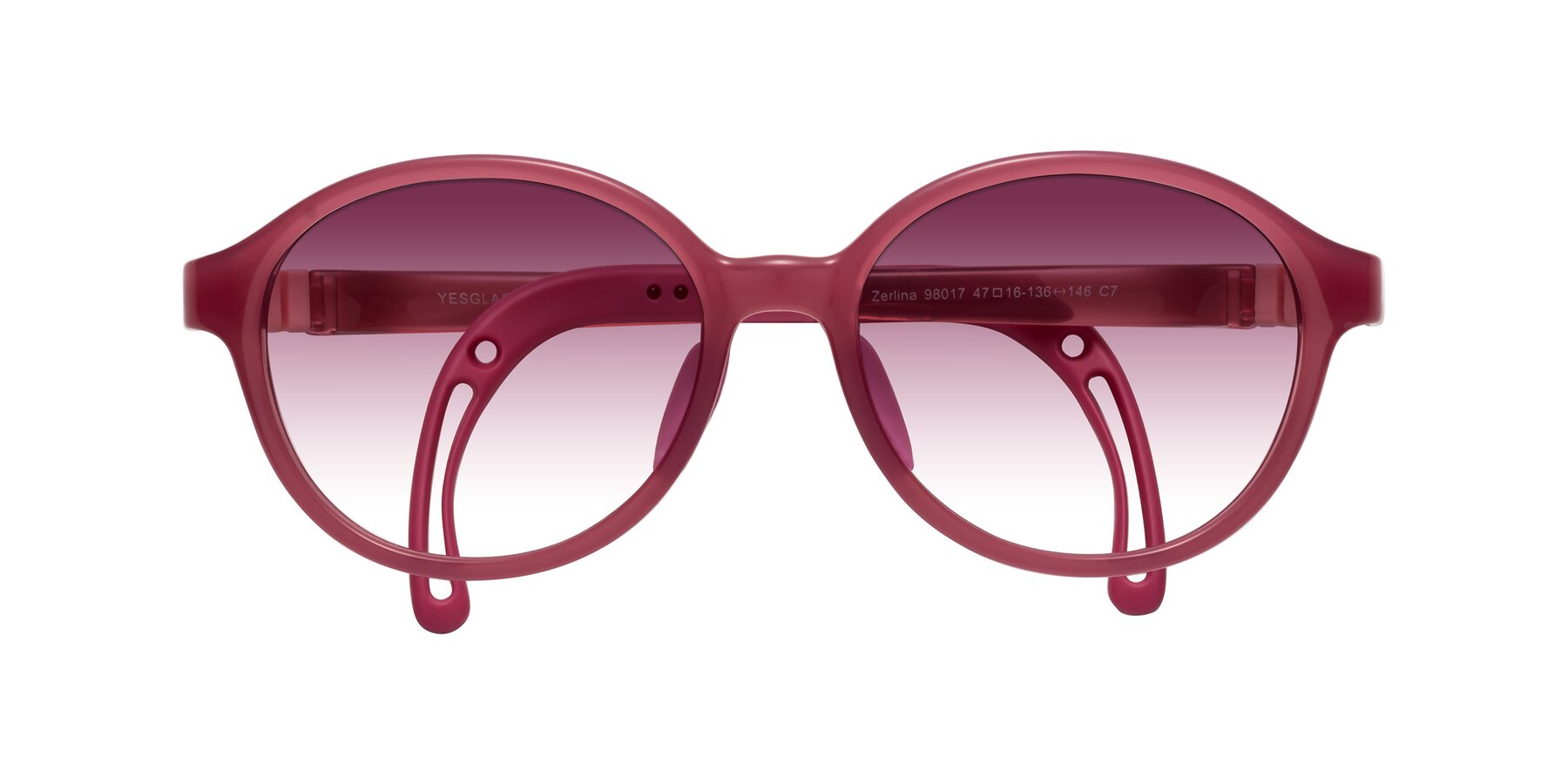 Folded Front of Zerlina in Poet Rose with Wine Gradient Lenses