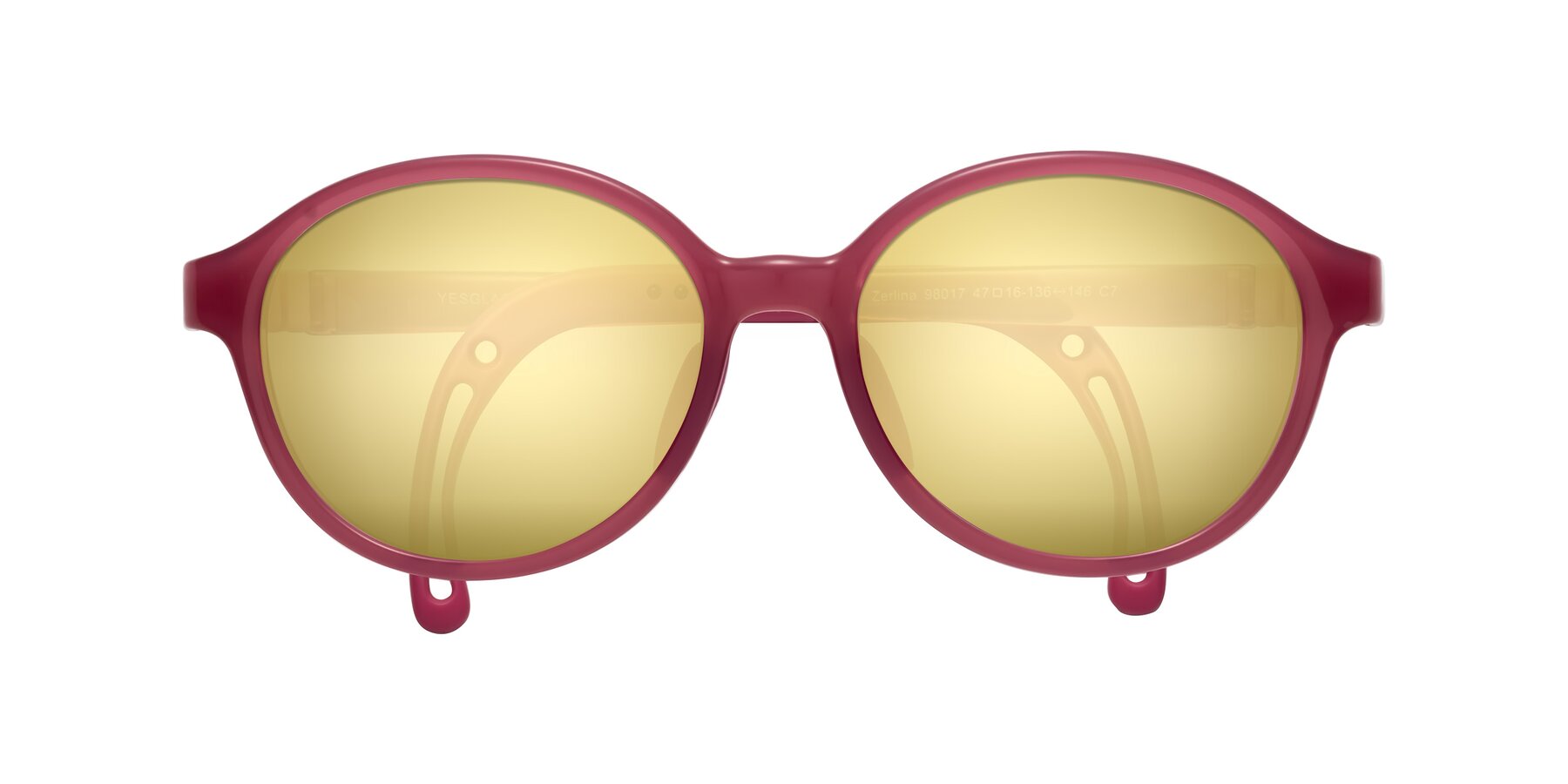 Folded Front of Zerlina in Poet Rose with Gold Mirrored Lenses