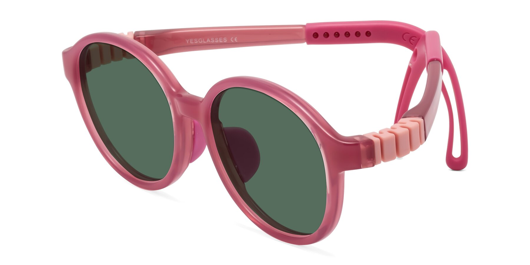 Angle of Zerlina in Poet Rose with Green Polarized Lenses