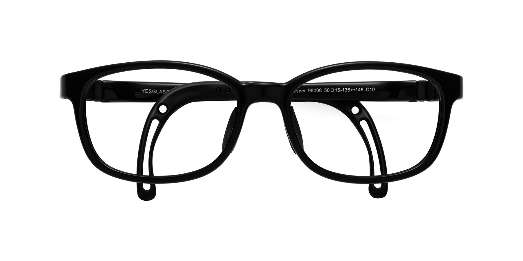 Folded Front of Hesper in Ninja Black with Clear Eyeglass Lenses