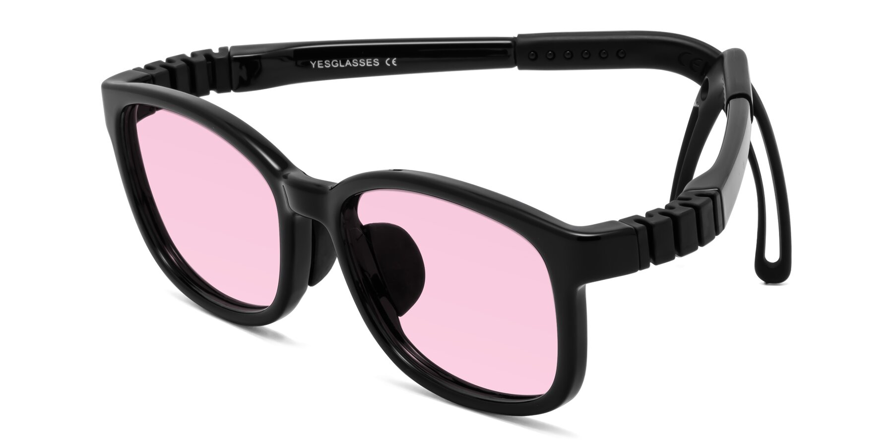 Angle of Hesper in Ninja Black with Light Pink Tinted Lenses