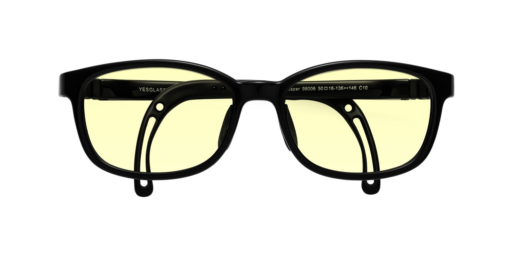 Folded Front of Hesper in Ninja Black with Light Yellow Tinted Lenses