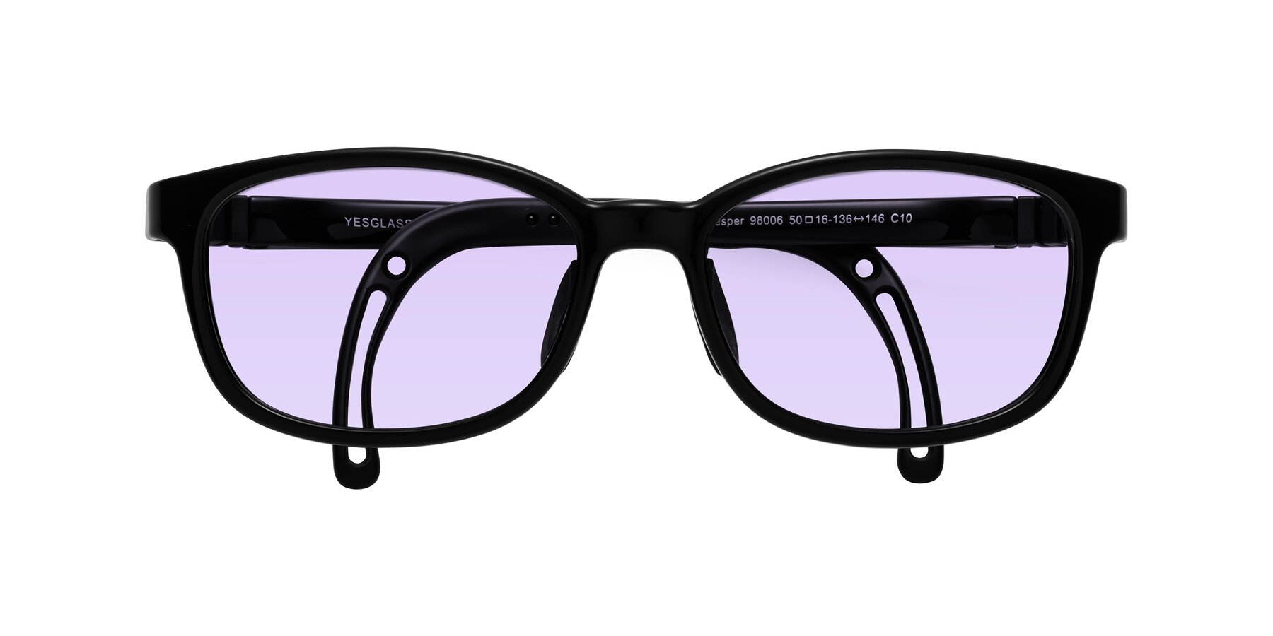 Folded Front of Hesper in Ninja Black with Light Purple Tinted Lenses