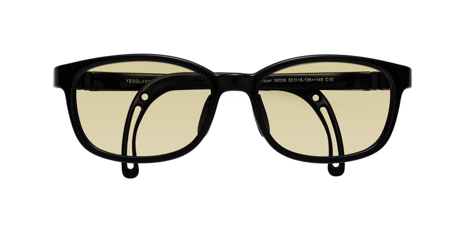 Folded Front of Hesper in Ninja Black with Light Champagne Tinted Lenses