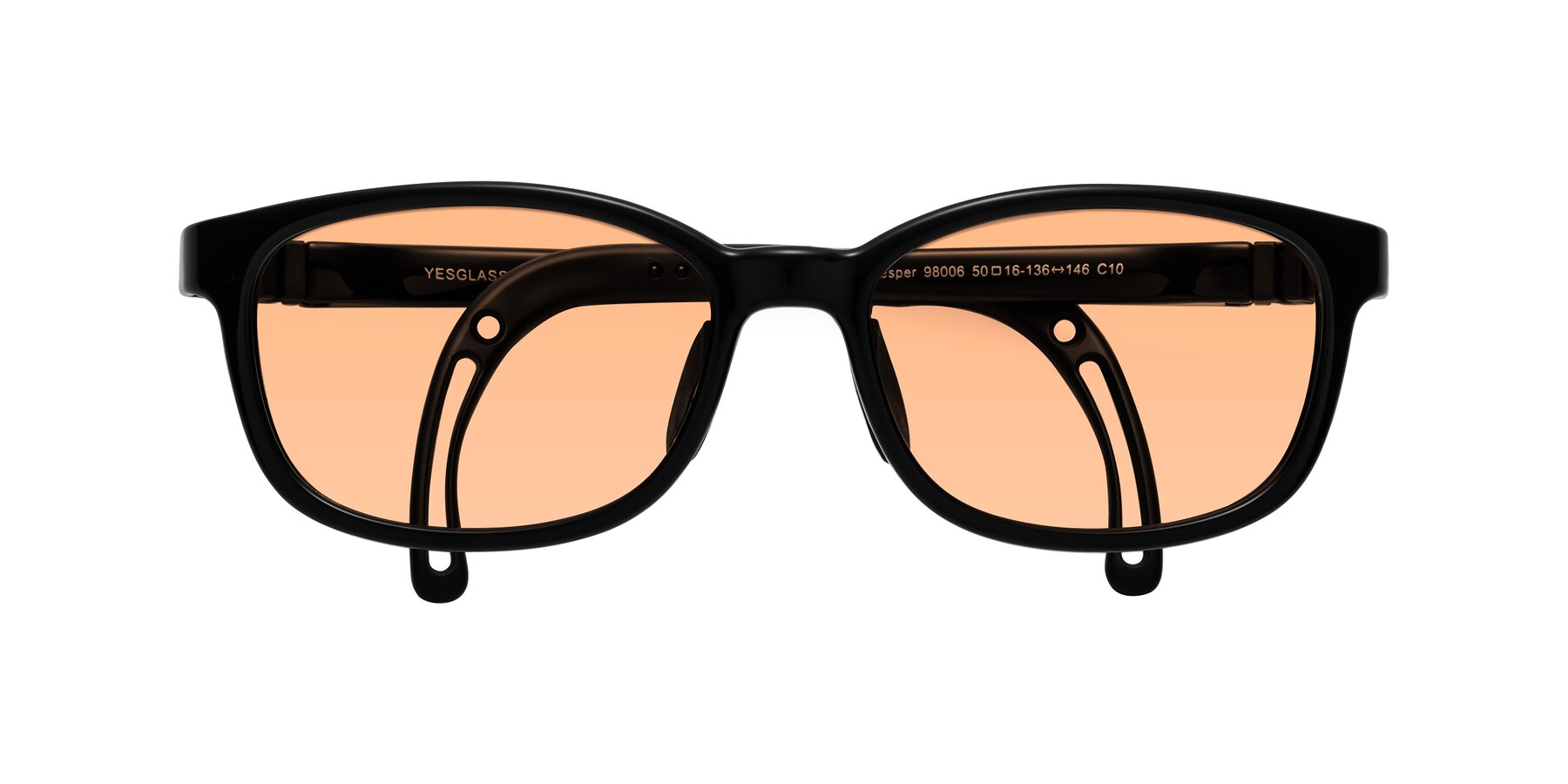 Folded Front of Hesper in Ninja Black with Light Orange Tinted Lenses