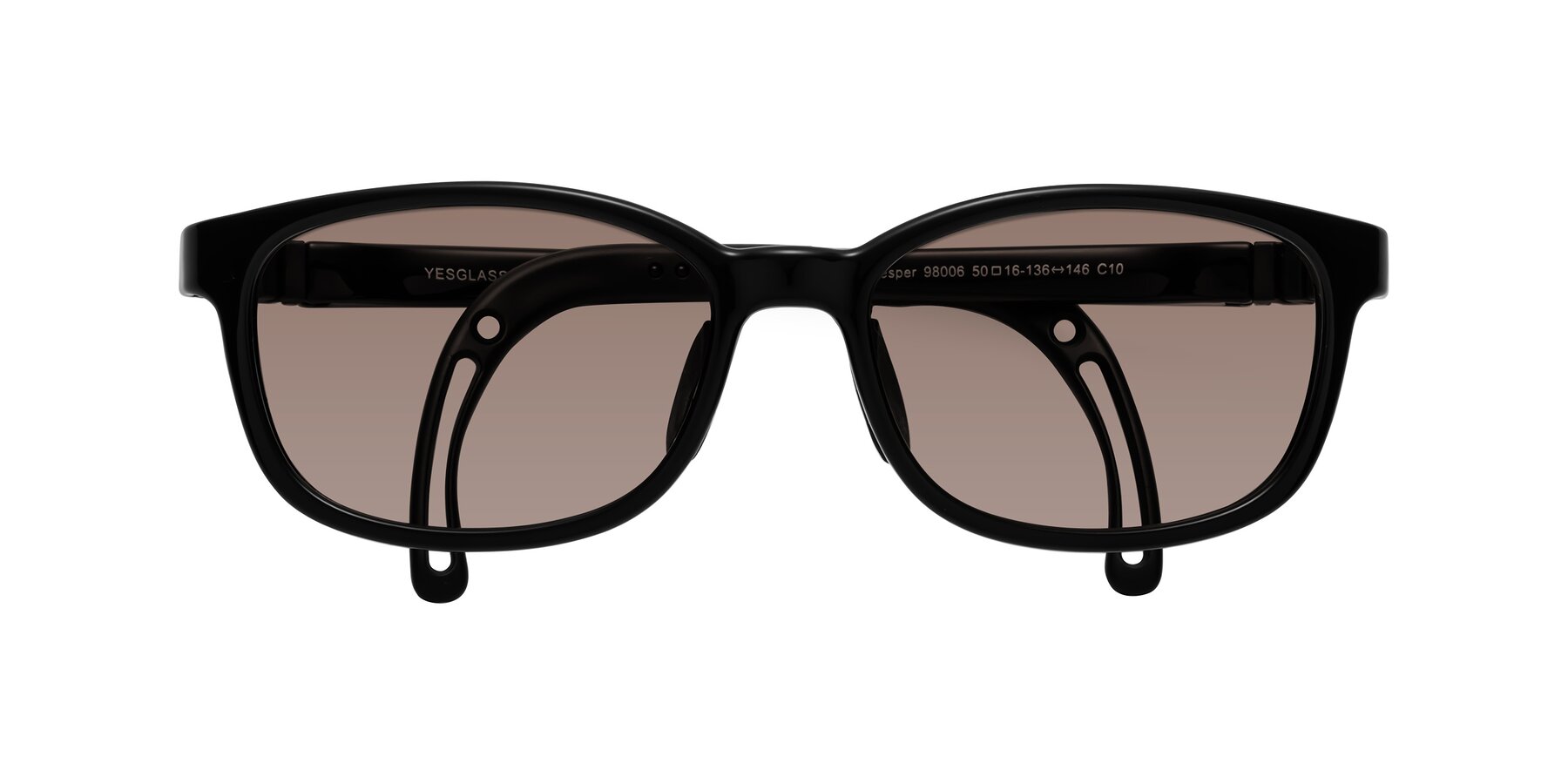 Folded Front of Hesper in Ninja Black with Medium Brown Tinted Lenses