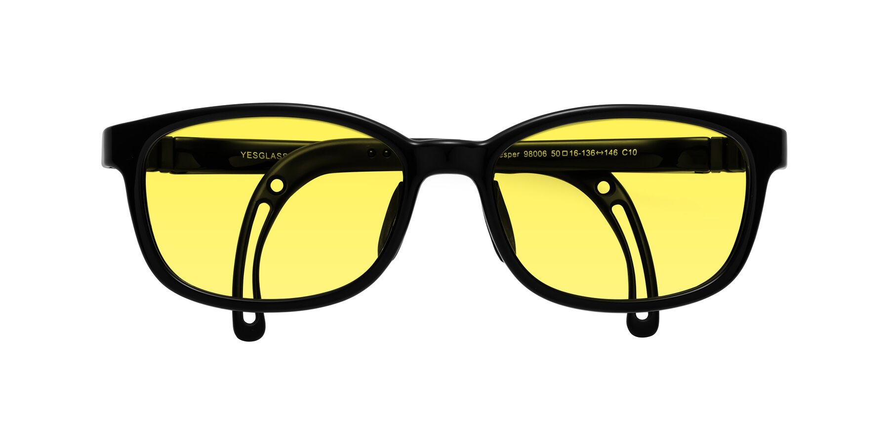 Folded Front of Hesper in Ninja Black with Medium Yellow Tinted Lenses