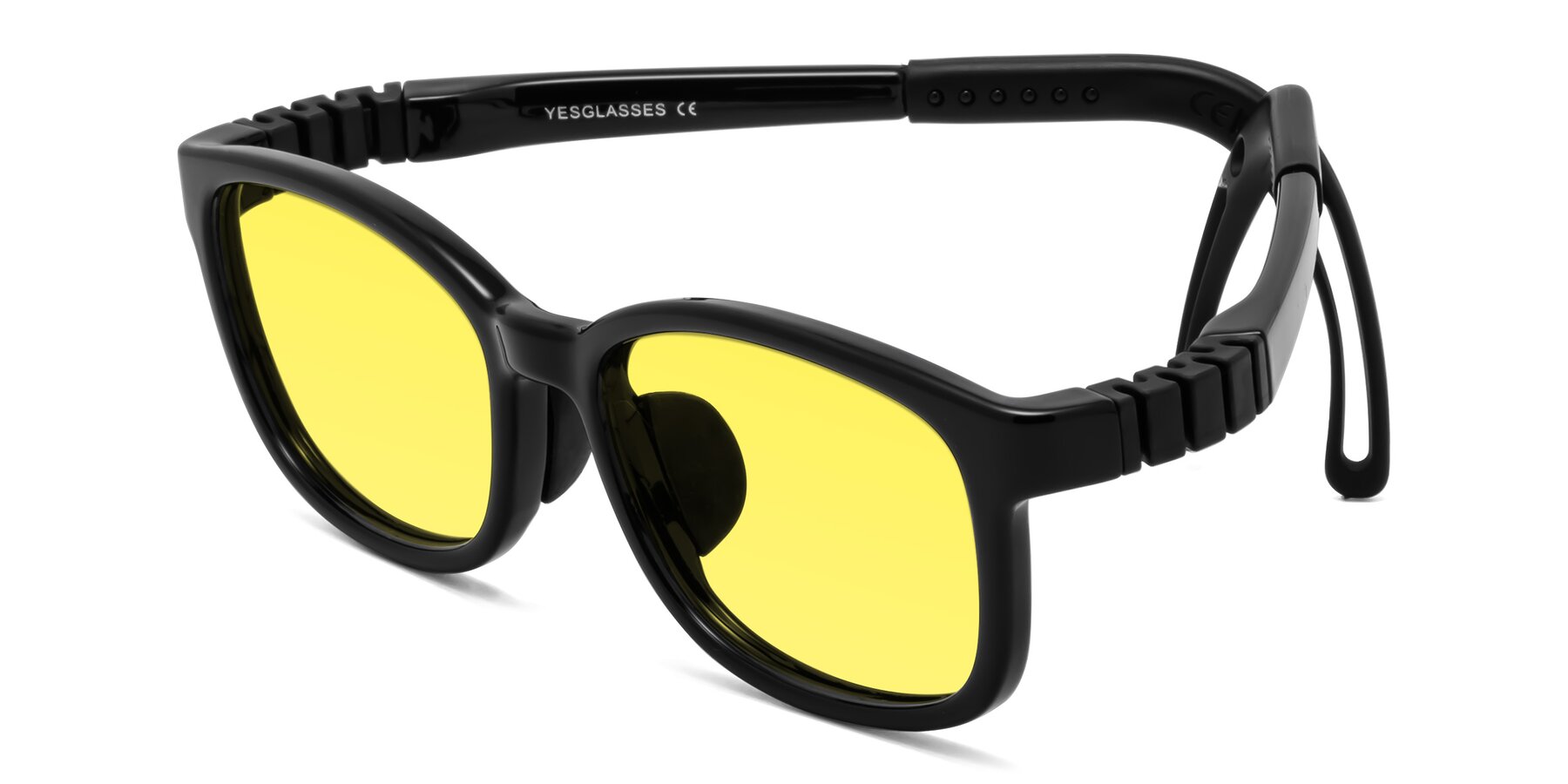 Angle of Hesper in Ninja Black with Medium Yellow Tinted Lenses