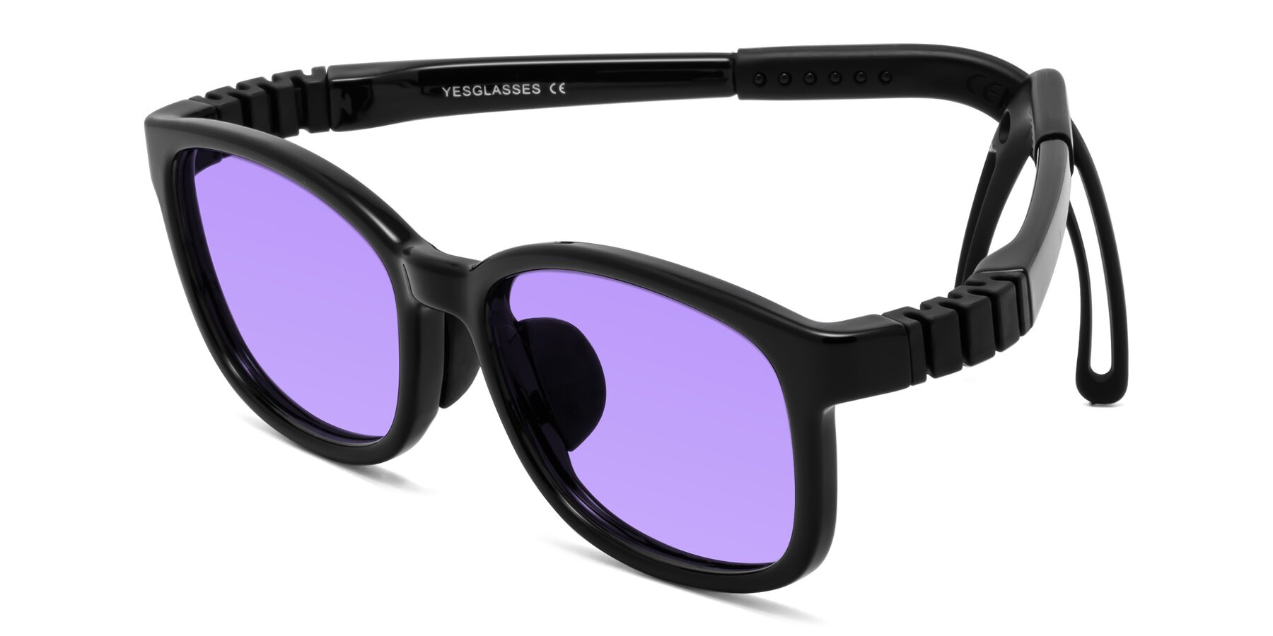 Angle of Hesper in Ninja Black with Medium Purple Tinted Lenses