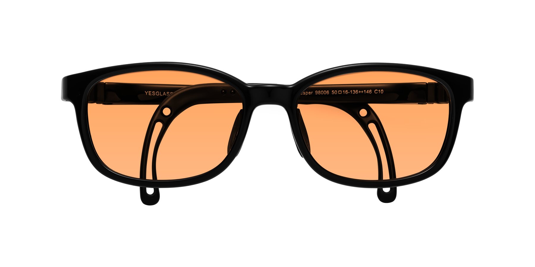 Folded Front of Hesper in Ninja Black with Medium Orange Tinted Lenses