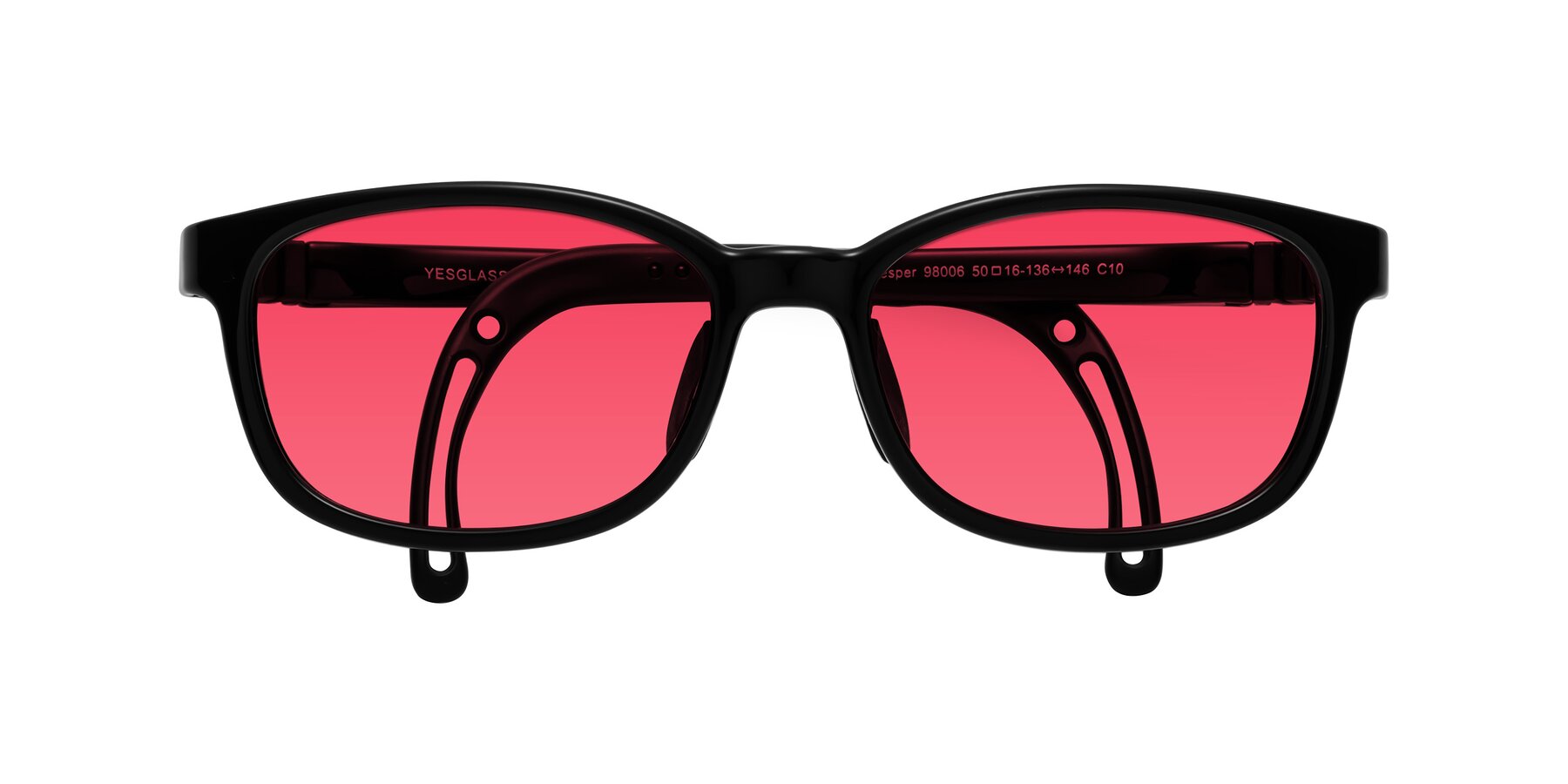 Folded Front of Hesper in Ninja Black with Red Tinted Lenses