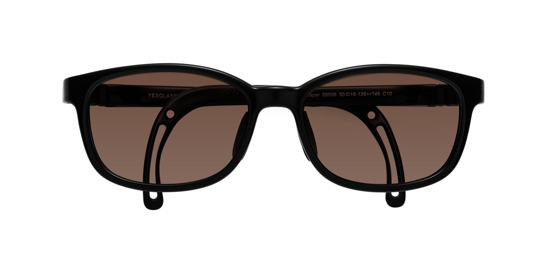 Folded Front of Hesper in Ninja Black with Brown Tinted Lenses