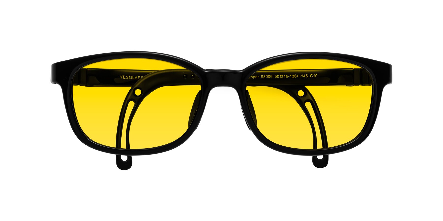 Folded Front of Hesper in Ninja Black with Yellow Tinted Lenses