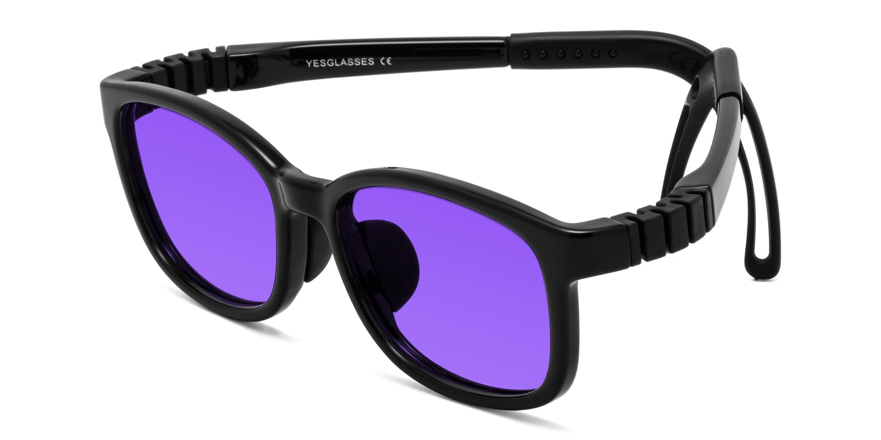 Angle of Hesper in Ninja Black with Purple Tinted Lenses