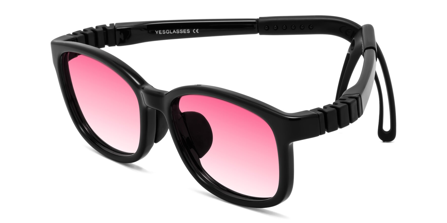 Angle of Hesper in Ninja Black with Pink Gradient Lenses