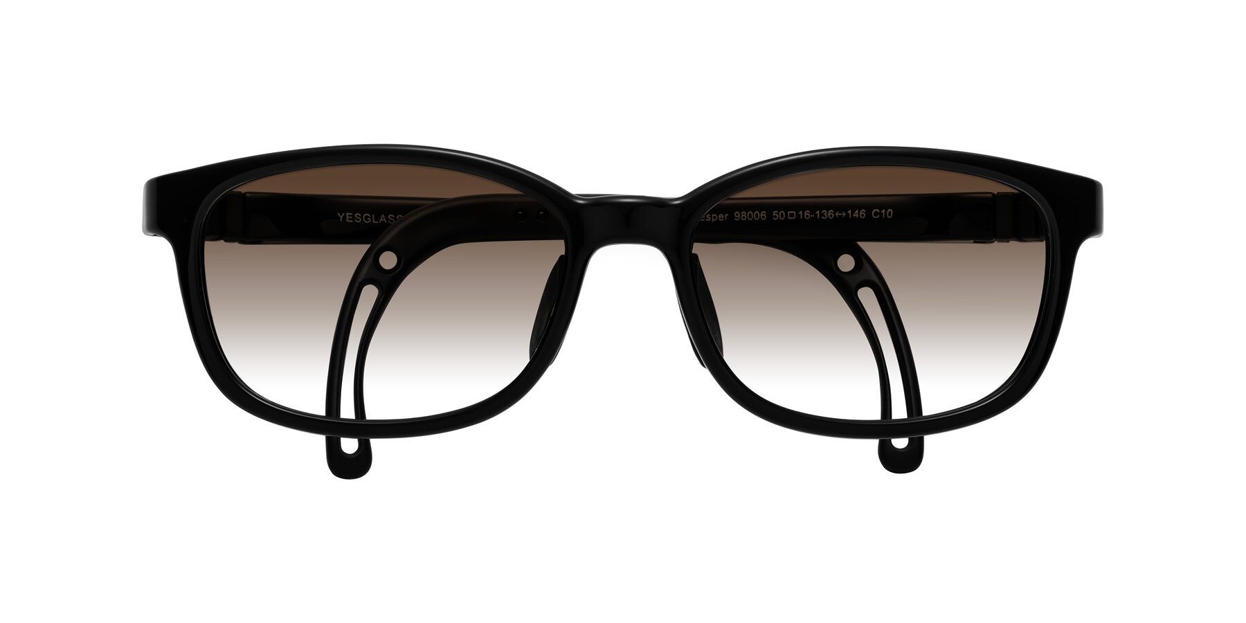 Folded Front of Hesper in Ninja Black with Brown Gradient Lenses