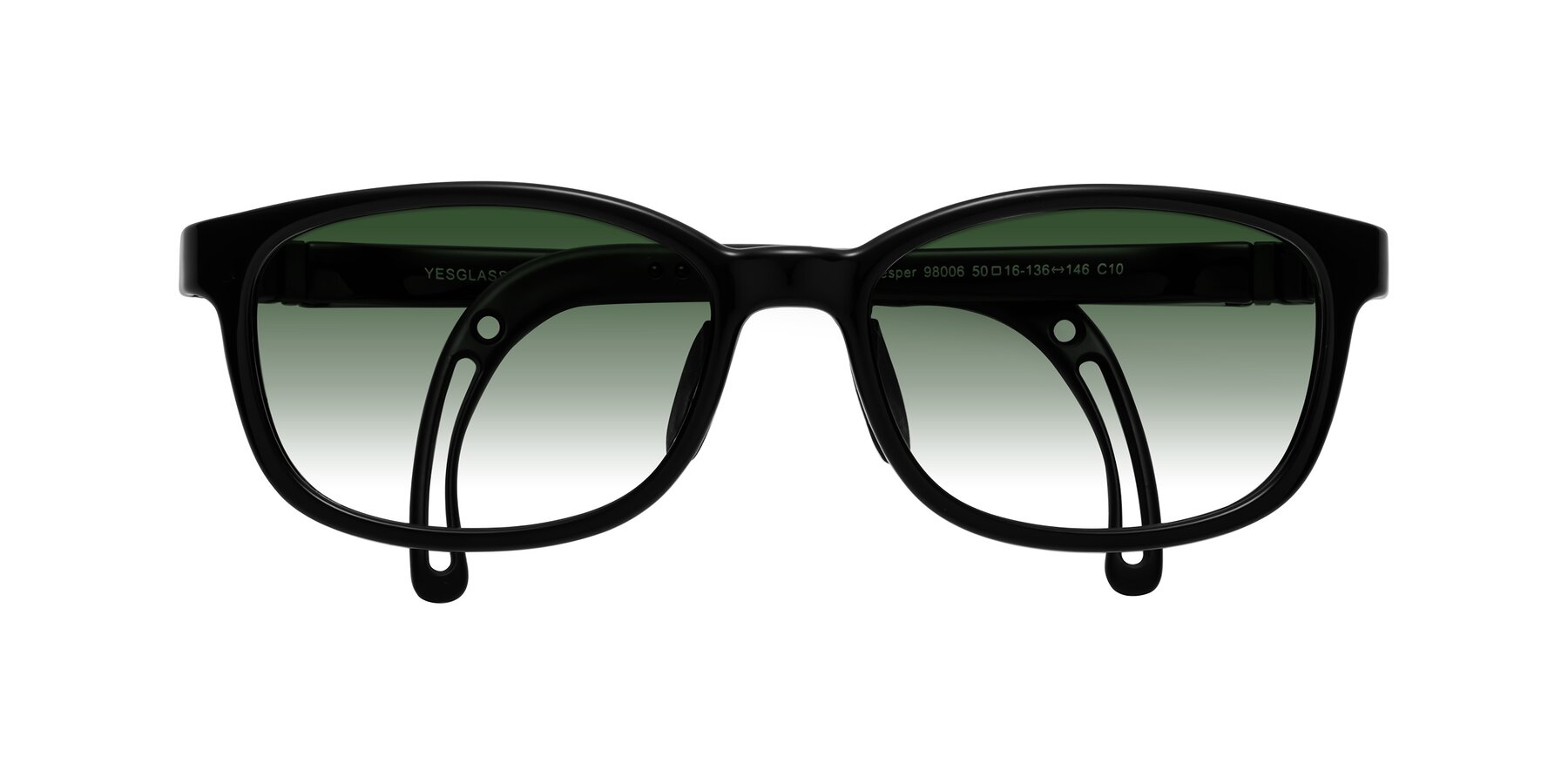 Folded Front of Hesper in Ninja Black with Green Gradient Lenses