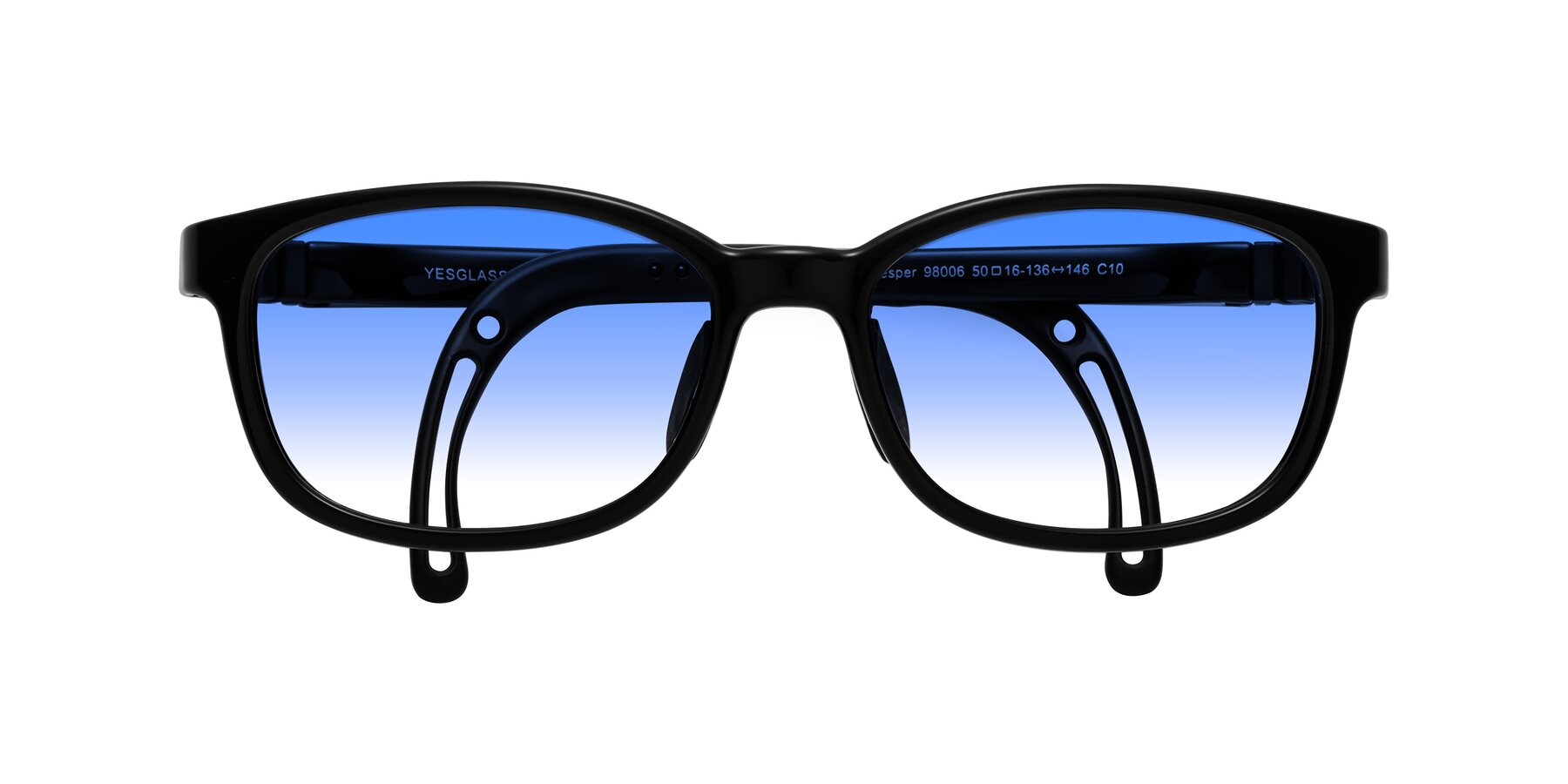 Folded Front of Hesper in Ninja Black with Blue Gradient Lenses