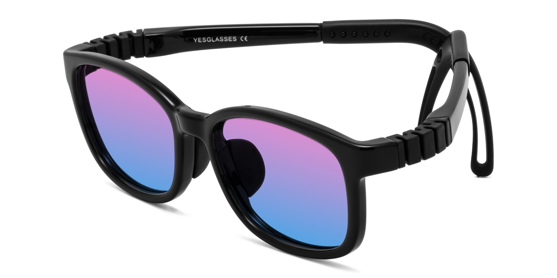 Angle of Hesper in Ninja Black with Pink / Blue Gradient Lenses