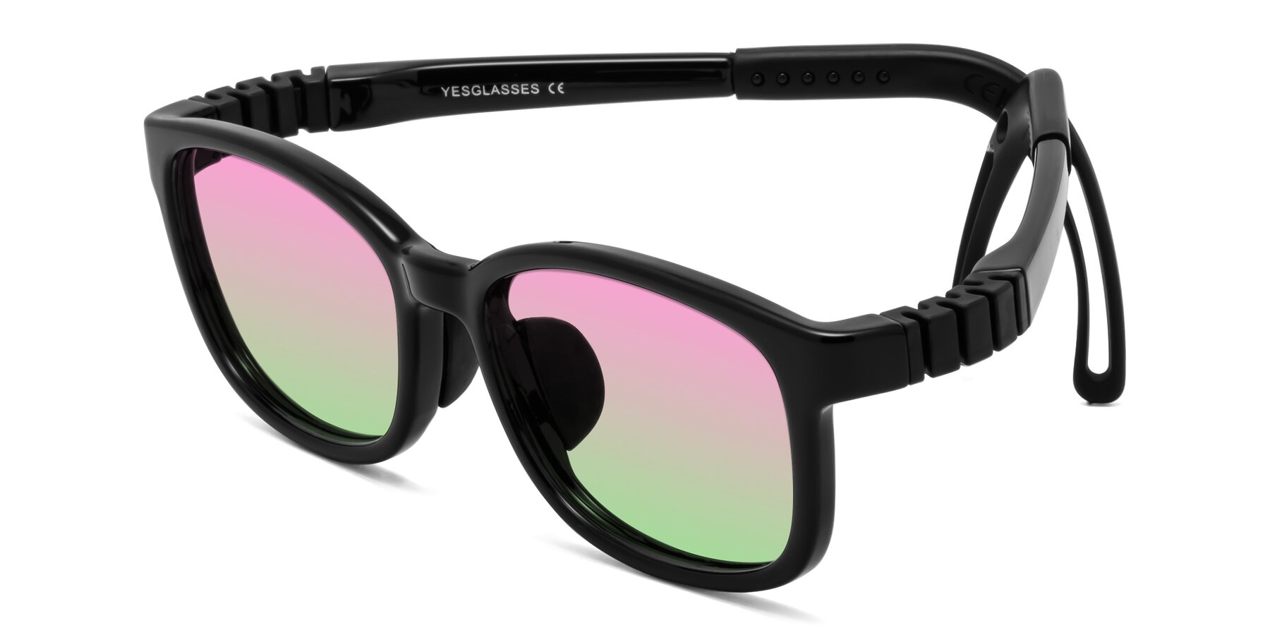 Angle of Hesper in Ninja Black with Pink / Green Gradient Lenses