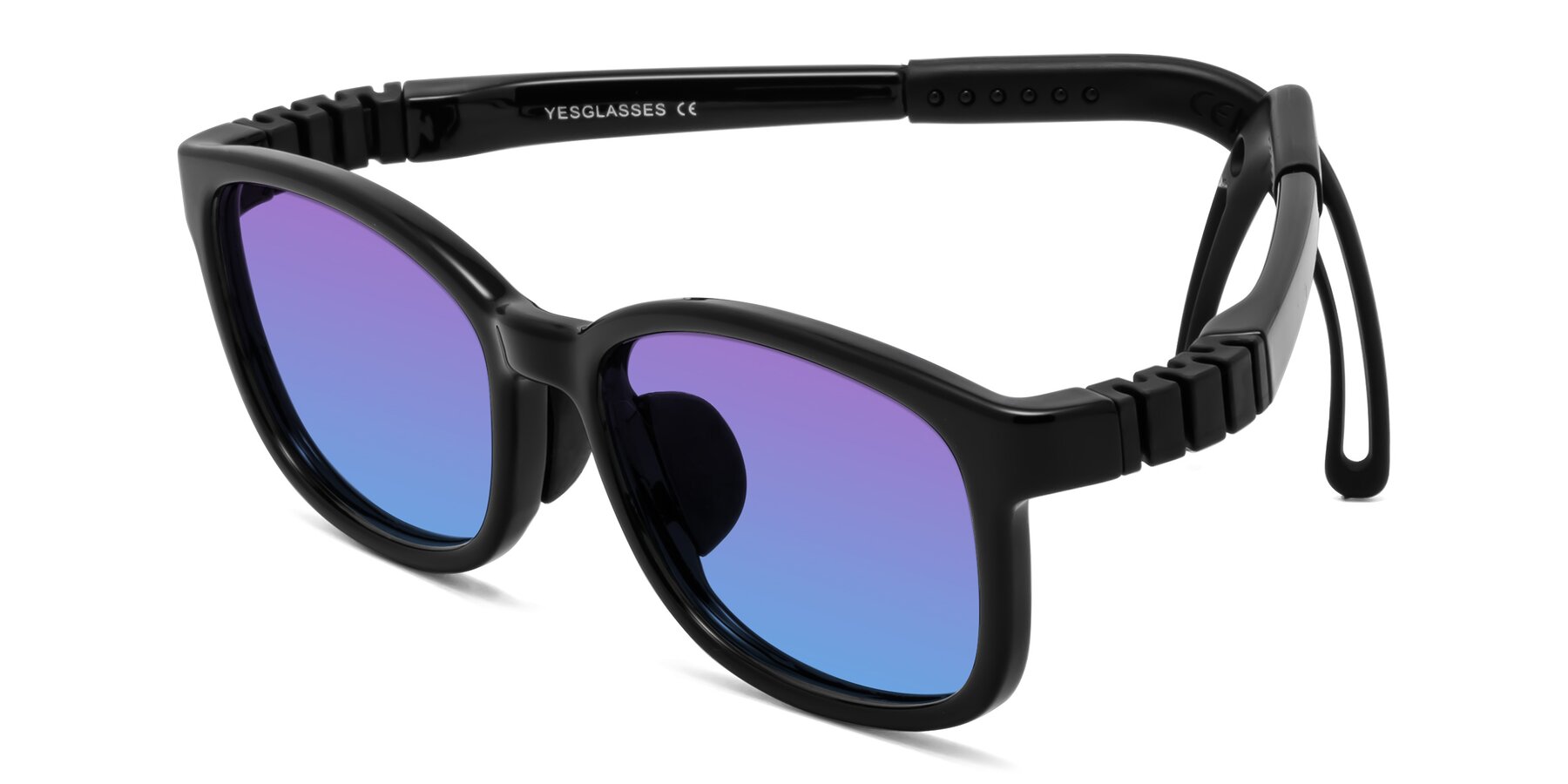 Angle of Hesper in Ninja Black with Purple / Blue Gradient Lenses