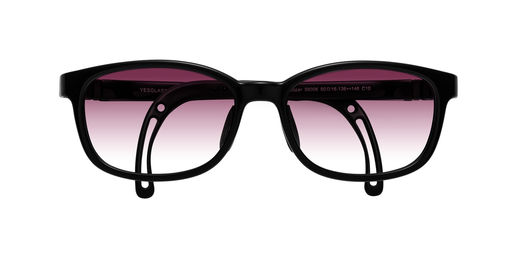 Folded Front of Hesper in Ninja Black with Wine Gradient Lenses